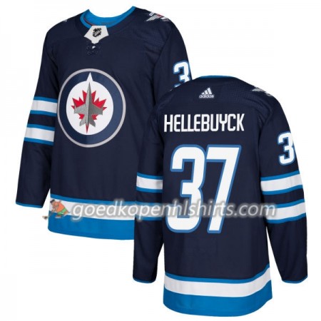 Winnipeg Jets Connor Hellebuyck 37 Adidas 2017-2018 Navy Blauw Authentic Shirt - Mannen